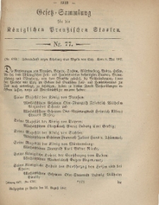 Gesetz-Sammlung für die Königlichen Preussischen Staaten, 20. August, 1867, nr.77.