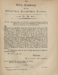 Gesetz-Sammlung für die Königlichen Preussischen Staaten, 22. August, 1867, nr.79.