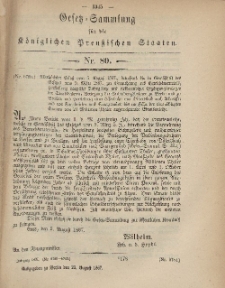 Gesetz-Sammlung für die Königlichen Preussischen Staaten, 22. August, 1867, nr.80.