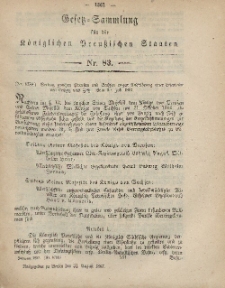 Gesetz-Sammlung für die Königlichen Preussischen Staaten, 31. August, 1867, nr.83.