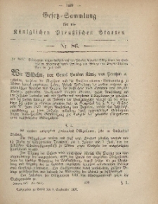 Gesetz-Sammlung für die Königlichen Preussischen Staaten, 9. September, 1867, nr.86.