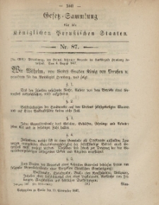 Gesetz-Sammlung für die Königlichen Preussischen Staaten, 10. September, 1867, nr.87.