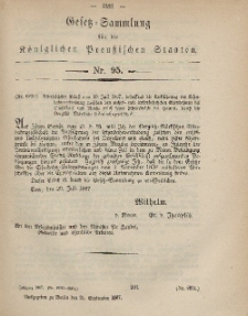 Gesetz-Sammlung für die Königlichen Preussischen Staaten, 21. September, 1867, nr.95.