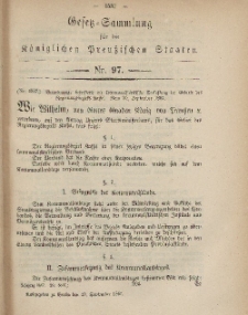 Gesetz-Sammlung für die Königlichen Preussischen Staaten, 23. September, 1867, nr.97.