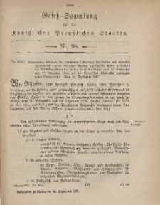 Gesetz-Sammlung für die Königlichen Preussischen Staaten, 24. September, 1867, nr.98.