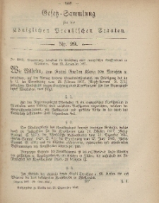Gesetz-Sammlung für die Königlichen Preussischen Staaten, 25. September, 1867, nr.99.