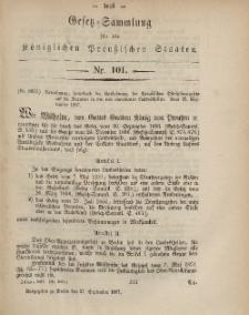 Gesetz-Sammlung für die Königlichen Preussischen Staaten, 27. September, 1867, nr.101.