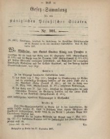 Gesetz-Sammlung für die Königlichen Preussischen Staaten, 27. September, 1867, nr.101.