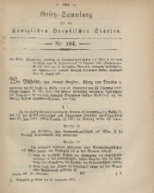 Gesetz-Sammlung für die Königlichen Preussischen Staaten, 30. September, 1867, nr.104.