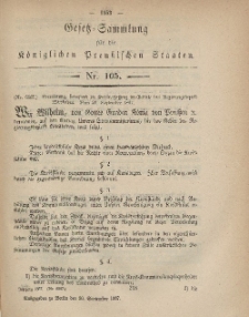Gesetz-Sammlung für die Königlichen Preussischen Staaten, 30. September, 1867, nr.105.