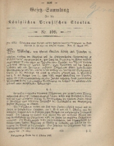 Gesetz-Sammlung für die Königlichen Preussischen Staaten, 8. Oktober, 1867, nr.109.