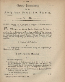 Gesetz-Sammlung für die Königlichen Preussischen Staaten, 10. Oktober, 1867, nr.110.