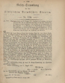 Gesetz-Sammlung für die Königlichen Preussischen Staaten, 25. Oktober, 1867, nr.114.