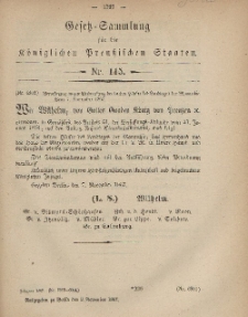 Gesetz-Sammlung für die Königlichen Preussischen Staaten, 9. November, 1867, nr.115.