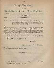 Gesetz-Sammlung für die Königlichen Preussischen Staaten, 25. November, 1867, nr.118.