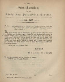 Gesetz-Sammlung für die Königlichen Preussischen Staaten, 30. November, 1867, nr.120.