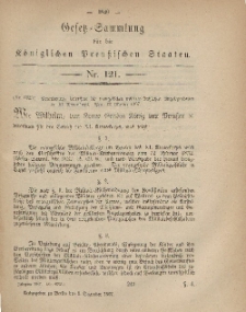 Gesetz-Sammlung für die Königlichen Preussischen Staaten, 2. Dezember, 1867, nr.121.