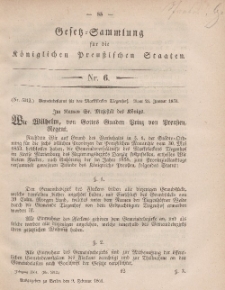 Gesetz-Sammlung für die Königlichen Preussischen Staaten, 9. Februar, 1861, nr. 6.