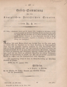 Gesetz-Sammlung für die Königlichen Preussischen Staaten, 14. März, 1861, nr. 9.