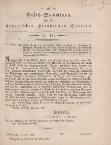 Gesetz-Sammlung für die Königlichen Preussischen Staaten, 28. März, 1861, nr. 11.