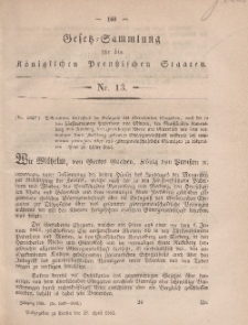 Gesetz-Sammlung für die Königlichen Preussischen Staaten, 18. April, 1861, nr. 13.