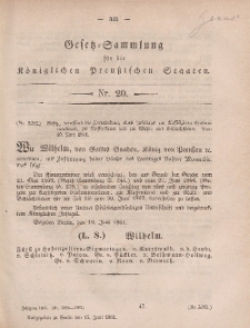 Gesetz-Sammlung für die Königlichen Preussischen Staaten, 15. Juni, 1861, nr. 20.