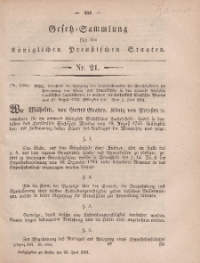 Gesetz-Sammlung für die Königlichen Preussischen Staaten, 20. Juni, 1861, nr. 21.