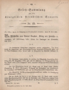 Gesetz-Sammlung für die Königlichen Preussischen Staaten, 11. Juli, 1861, nr. 25.