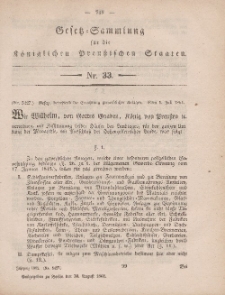 Gesetz-Sammlung für die Königlichen Preussischen Staaten, 30. August, 1861, nr. 33.