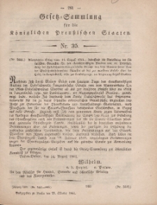 Gesetz-Sammlung für die Königlichen Preussischen Staaten, 21. Oktober, 1861, nr. 35.