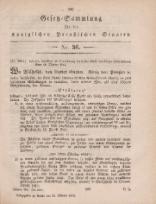Gesetz-Sammlung für die Königlichen Preussischen Staaten, 21. Oktober, 1861, nr. 36.