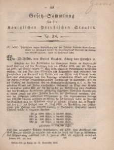 Gesetz-Sammlung für die Königlichen Preussischen Staaten, 26. November, 1861, nr. 38.