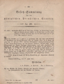 Gesetz-Sammlung für die Königlichen Preussischen Staaten, 11. Dezember, 1861, nr. 39.