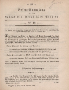 Gesetz-Sammlung für die Königlichen Preussischen Staaten, 16. Dezember, 1861, nr. 40.
