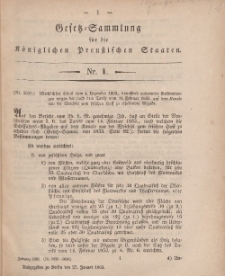 Gesetz-Sammlung für die Königlichen Preussischen Staaten, 27. Januar, 1863, nr. 1.