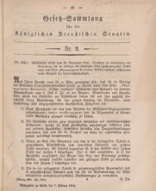 Gesetz-Sammlung für die Königlichen Preussischen Staaten, 7. Februar, 1863, nr. 2.