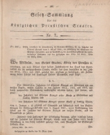 Gesetz-Sammlung für die Königlichen Preussischen Staaten, 21. März, 1863, nr. 7.
