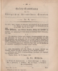 Gesetz-Sammlung für die Königlichen Preussischen Staaten, 2. April, 1863, nr. 8.