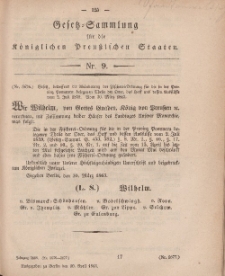 Gesetz-Sammlung für die Königlichen Preussischen Staaten, 10. April, 1863, nr. 9.