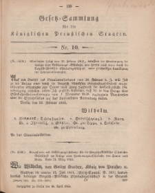 Gesetz-Sammlung für die Königlichen Preussischen Staaten, 16. April, 1863, nr. 10.