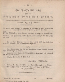 Gesetz-Sammlung für die Königlichen Preussischen Staaten, 21. Mai, 1863, nr. 14.
