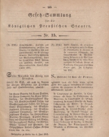 Gesetz-Sammlung für die Königlichen Preussischen Staaten, 6. Juni, 1863, nr. 15.
