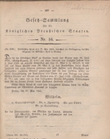 Gesetz-Sammlung für die Königlichen Preussischen Staaten, 1. Juni, 1863, nr. 16.