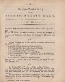 Gesetz-Sammlung für die Königlichen Preussischen Staaten, 18. Juni, 1863, nr. 19.