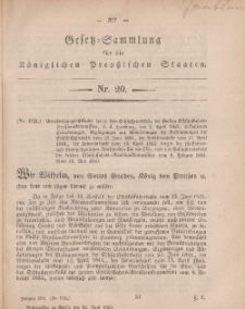 Gesetz-Sammlung für die Königlichen Preussischen Staaten, 26. Juni, 1863, nr. 20.