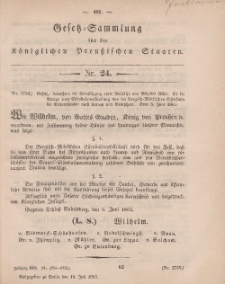 Gesetz-Sammlung für die Königlichen Preussischen Staaten, 18. Juli, 1863, nr. 24.