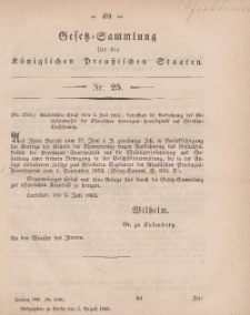 Gesetz-Sammlung für die Königlichen Preussischen Staaten, 5. August, 1863, nr. 25.