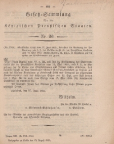 Gesetz-Sammlung für die Königlichen Preussischen Staaten, 15. August, 1863, nr. 26.