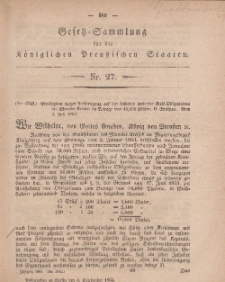 Gesetz-Sammlung für die Königlichen Preussischen Staaten, 4. September, 1863, nr. 27.