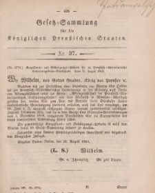 Gesetz-Sammlung für die Königlichen Preussischen Staaten, 2. November, 1863, nr. 37.